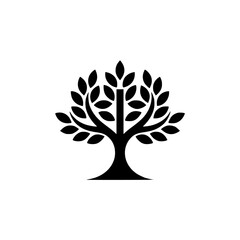 Minimalist Black Tree Icon on White, Logo Design, Nature, Ecology