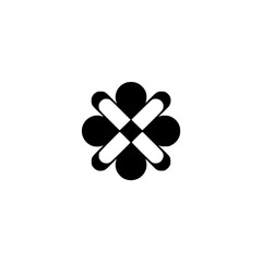 Minimalist Geometric Flower Logo, Black and White, Abstract, Modern Design
