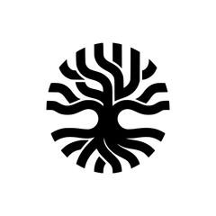 Abstract Tree of Life Logo: Black & White, Modern, Minimalist Design