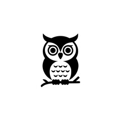 Minimalist Black Owl Silhouette, Branch, Simple Design