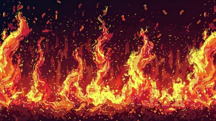 Vibrant flames dancing with glowing embers