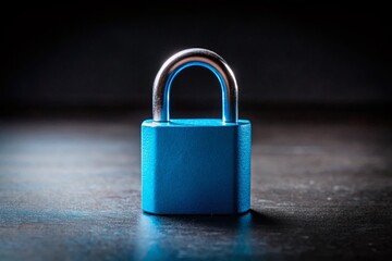 Fototapeta premium Minimalist Blue Padlock: Security, Privacy, and Protection Stock Photo