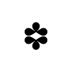 Abstract Black Petal Motif on White Background - Minimalist Graphic