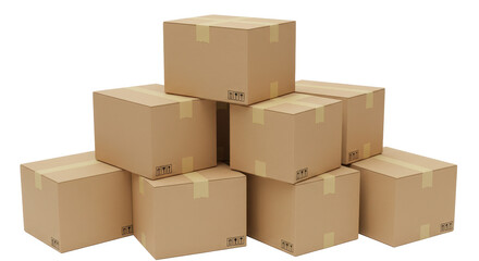 Isolated Cardboard Boxes Stack
