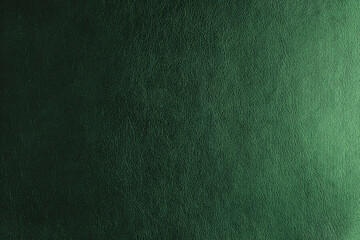 Glossy structure of genuine leather with gradient lighting effect, natural skin surface with embossing pattern. Artifical green colored leatharette macro texture. Background, wallpaper, backdrop.