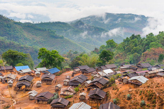 Akha tribe village in the mountains surrounding Muang La, Oudomxay Province, northwestern Laos
