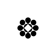 Geometric Abstract Floral Pattern in Black and White