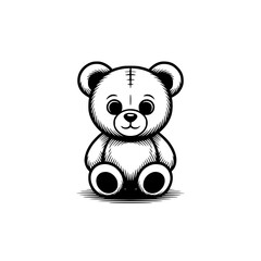 Adorable Hand-Drawn Teddy Bear Illustration - Vintage, Childlike, Isolated