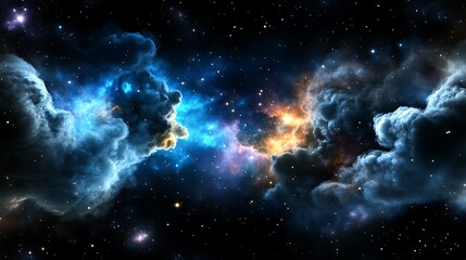Fototapeta premium Stargazing in the heart of darkness a journey through a black night sky with distant stars