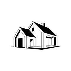 Minimalist Modern House Illustration - Geometric Architecture