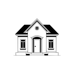 Minimalist House Icon: Black & White, Real Estate, Home Design