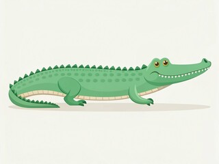 Fototapeta premium Minimalist Cartoon Alligator Illustration: Cute Green Reptile