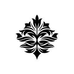 Fototapeta premium Elegant Black Floral Motif on White: Decorative Ornament, Vector Illustration
