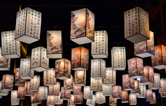 Decorative lanterns in Xiaogongyuan (Little Park) in Shantou City, Guangdong Province