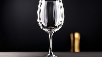 crystal wine glass, subtle rim light, floating in black void, refined and elegant, realistic style, black background