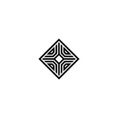 Geometric Diamond Icon: Minimalist Black and White Design, Clean & Modern
