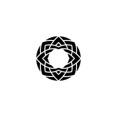 Geometric Mandala Icon on White Background: Minimalist Design