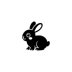 Minimalist Silhouette Bunny Illustration: Black and White, Playful Design