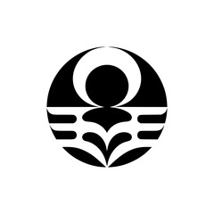 Minimalist Geometric Logo: Black Shapes on Beige. Art Deco Style