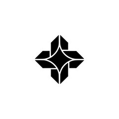 Obraz premium Abstract Geometric Black Cross Logo on White Background