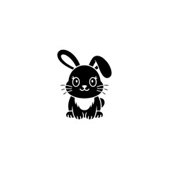 Minimalist Black Bunny Silhouette: Cute Easter or Children's Design