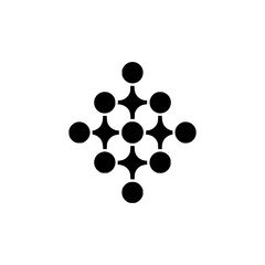 Abstract Networked Dots: Geometric Black Shape on White Background