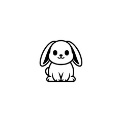 Adorable Minimalist Rabbit Logo in Black & White on Light Backdrop