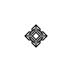 Geometric Black Diamond Logo on White Background, Minimalist Design