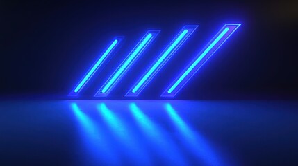 Neon Blue Lines, Dark Studio Setting