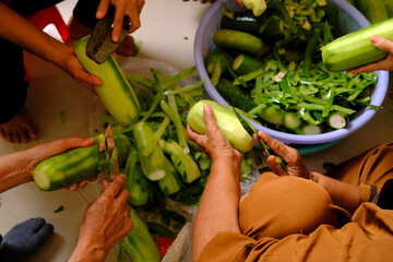 Thien Quang Buddhist pagoda, preparing a vegetarian meal, Tan Chau