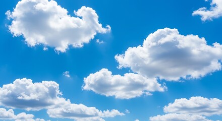 Fototapeta premium 快晴の空 白い綿雲が優しく浮かぶ 爽やかな青