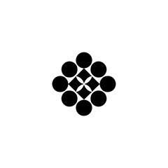 Abstract Geometric Circle & Diamond Pattern on White
