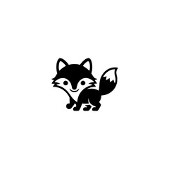 Playful Fox Icon, Black Silhouette, Vector Illustration, Modern Design
