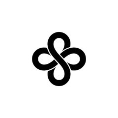 Obraz premium Simple Abstract Black & White Logo: Intertwined Shape on White