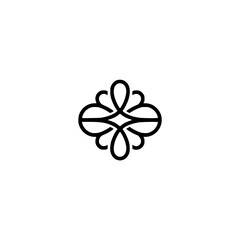 Minimalist Black Floral Logo on White Background
