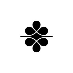 Minimalist Black Floral Motif on White Background