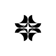 Minimalist Black Starburst Icon on White, Graphic Design Element