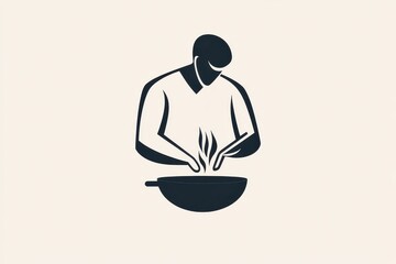 Minimalist Black and White Logo Chef Cooking, Restaurant, Culinary Design