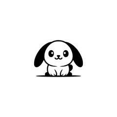Adorable Black & White Puppy Logo: Playful Design