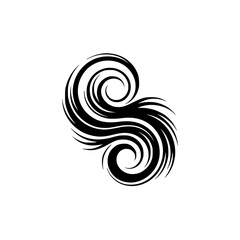 Abstract Swirls: Minimalist Black on White Design Element