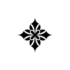 Obraz premium Black Floral Ornament on White: Geometric Vector Design