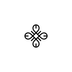 Minimalist Black & White Floral Logo Design on Textured Background