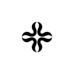 Abstract Black Floral Logo on White Background