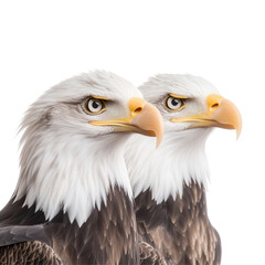 Obraz premium Majestic pair of bald eagles with intense gazes in profile view