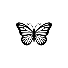 Minimalist Black Butterfly Silhouette on White Background