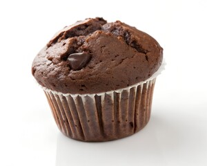 Cholate muffin isolated on white Background.