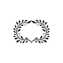 Elegant Black Laurel Wreath on White Background