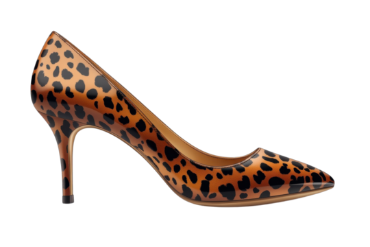 Elegant leopard print stiletto heels, a sophisticated choice for a confident woman ready to conquer the night. Subtle sheen in warm tones. - Powered by Adobe