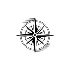 Classic Compass Rose Vector Icon: Guidance, Direction, Navigation, Travel