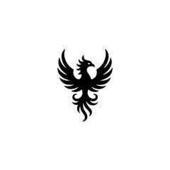 Obraz premium Elegant Phoenix Silhouette, Black on White, Graphic Logo Design
